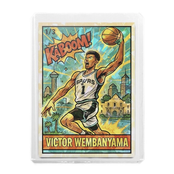Victor Wembanyama 1/3 SP Cracked Ice Holographic Comic Art Trading Card Wemby - Picture 1 of 2